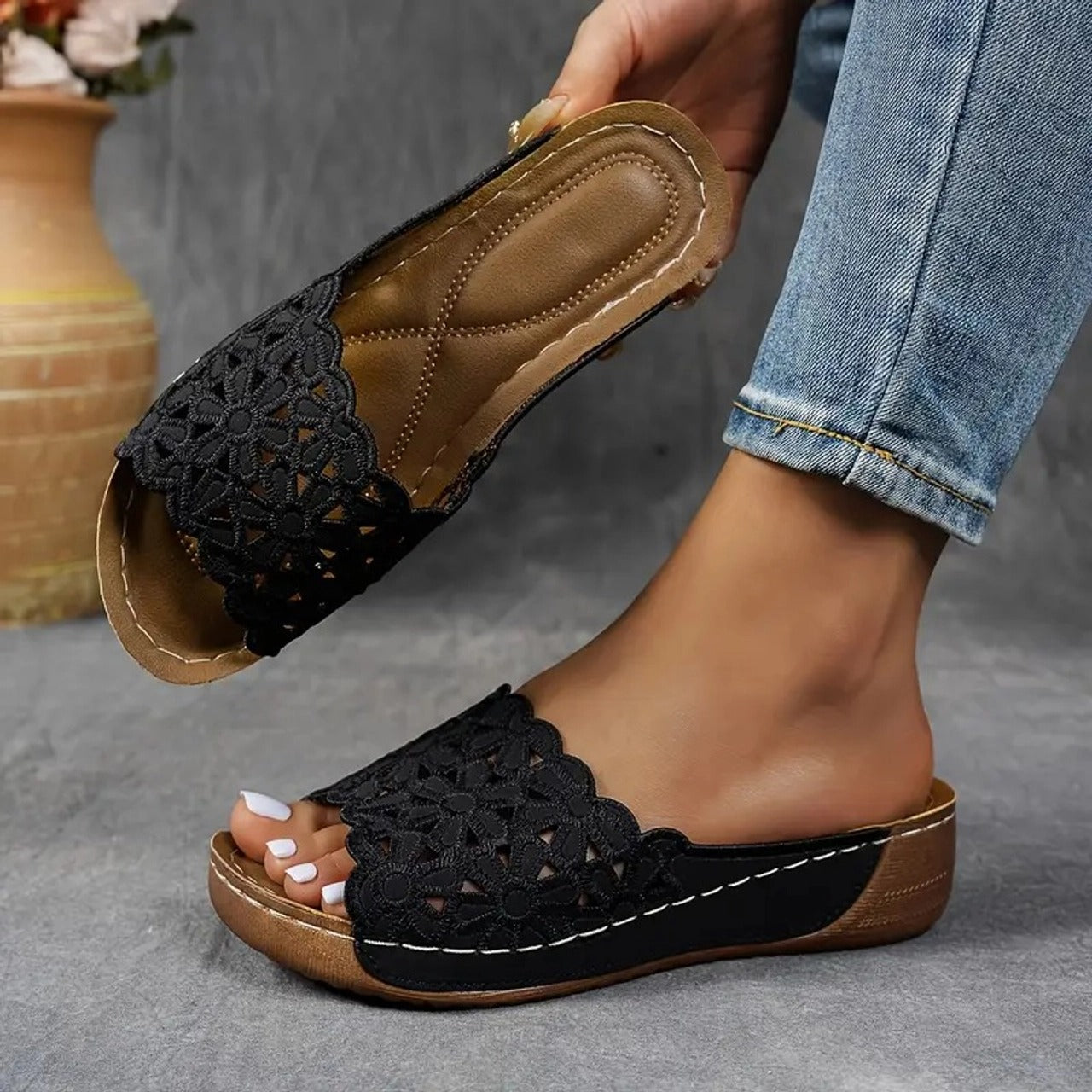 Sandales Mila – Dentelle & Confort